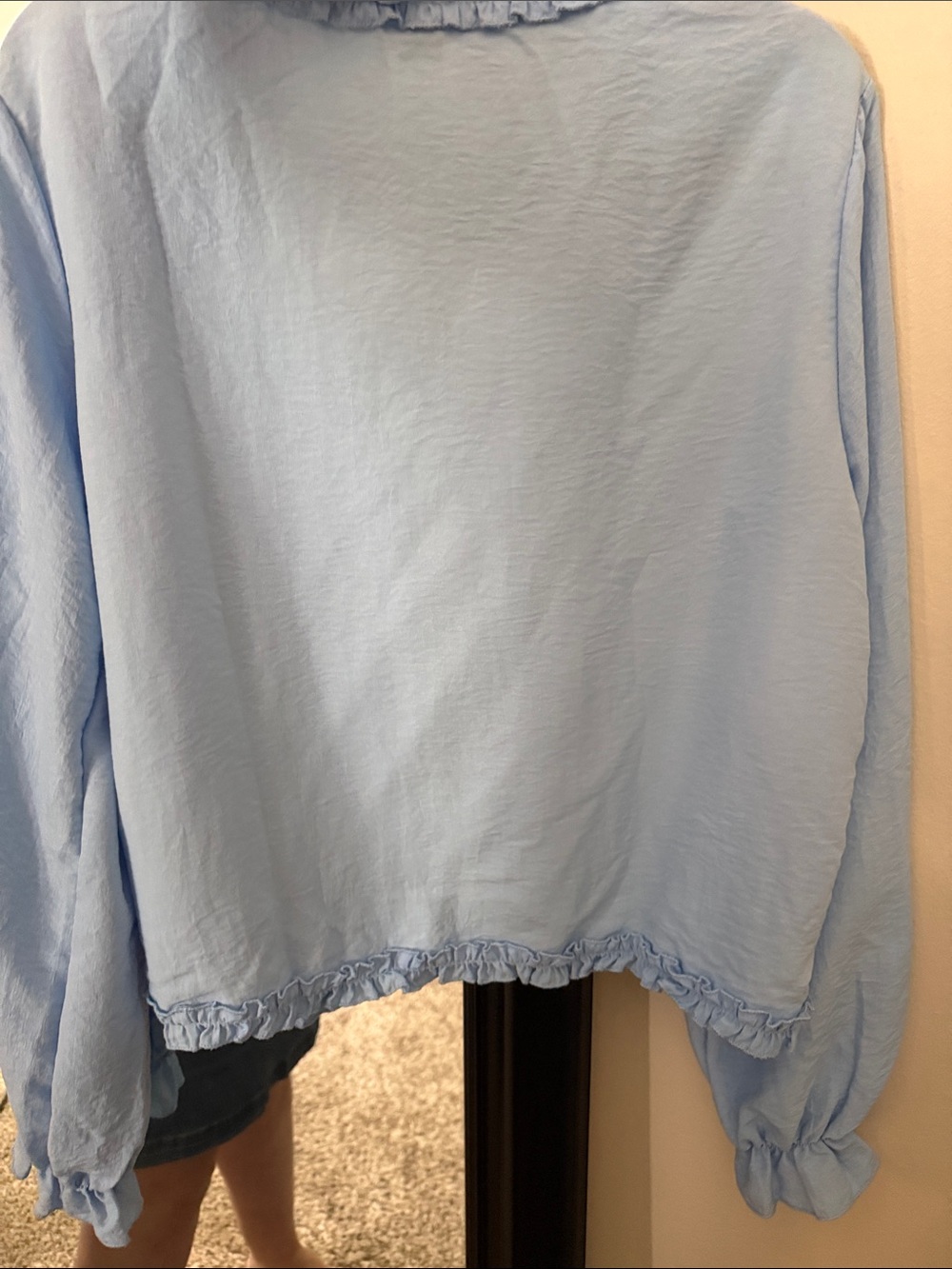 Light Blue Ruffle Tie-Front Blouse - Picture 8 of 8
